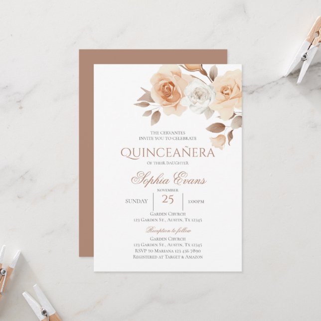 Boho Quinceanera Einladung (Vorderseite/Rückseite Beispiel)