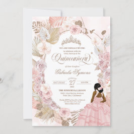 Boho Quinceanera Pink Roses getrocknet Blumenorchi Einladung