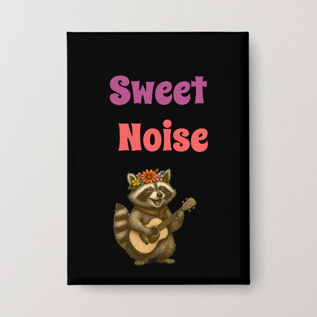 Boho Raccoon Floral Crown Music Lover Button (Vorderseite)