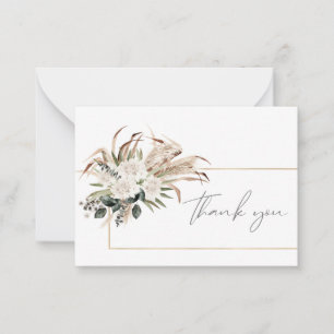 Boho-Rahmen Palmwedel Pampas & Beige Blumen Mitteilungskarte