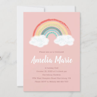 Boho Rainbow 1. Geburtstag Party Pink Girl Einladung
