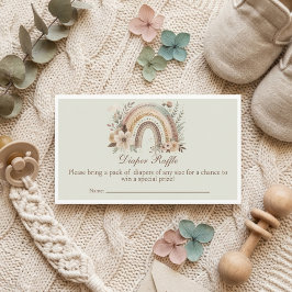 Boho Rainbow and Blume Baby Diaper Raffekarte Begleitkarte