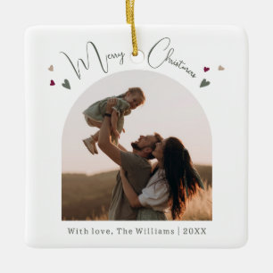 Boho Rainbow and Hearts Arch Frohe Weihnachten Keramikornament
