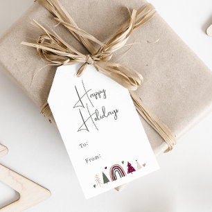 Boho Rainbow and Hearts Happy Holidays To und From Geschenkanhänger