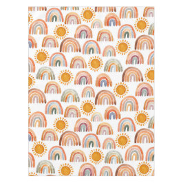 Boho Rainbow and Sun Watercolor Tischdecke