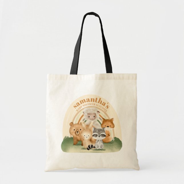 Boho Rainbow Animal Farm Family Baby Dusche Tragetasche (Vorne)