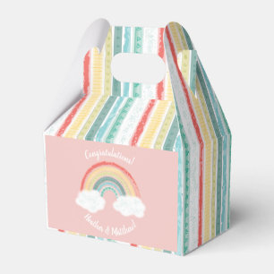 Boho Rainbow Baby Dusche Pink Geschenkschachtel