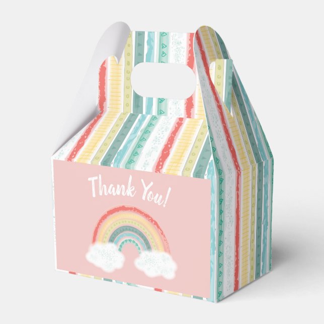 Boho Rainbow Baby Dusche Pink Geschenkschachtel (Vorderseite)