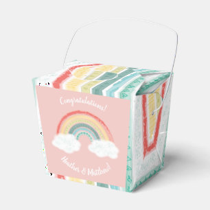 Boho Rainbow Baby Dusche Pink Geschenkschachtel