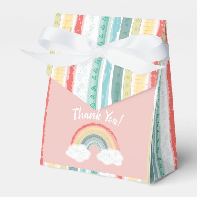 Boho Rainbow Baby Dusche Pink Geschenkschachtel (Vorderseite)