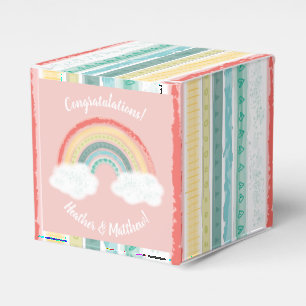 Boho Rainbow Baby Dusche Pink Geschenkschachtel
