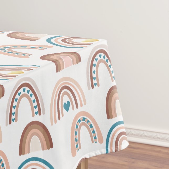 Boho Rainbow Baby Dusche Rosa Blau Gold Tischdecke (Beispiel)