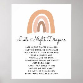Boho Rainbow Baby Dusche Späte Nächte Windelspiel Poster