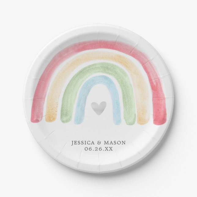 Boho Rainbow Baby Duschpapier Teller (Vorderseite)