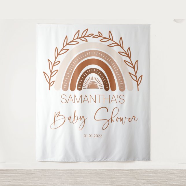 Boho Rainbow Baby Duschvorhang, Terracotta Wandteppich (Vorderseite)