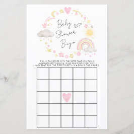 Boho Rainbow Baby Girl Shower Bingo Game