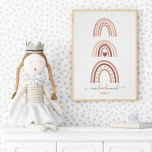 Boho Rainbow Baby Name Birthday Poster<br><div class="desc">Rainbows aus Arkaden und Herzen in Beige, Rosa, Braun. Der Name und das Geburtsdatum werden einfach auf Ihren Namen und das Wunschdatum geändert. Ein hübscher Sake-Wanddruck mit hübschen Boho-Regenbögen in Erdtönen. Geeignet als Babydusche oder Geburtstagsgeschenk. Boho Rainbow Baby Name Birthday Poster. Schriftart Color Hex code ist #E1B093.</div>