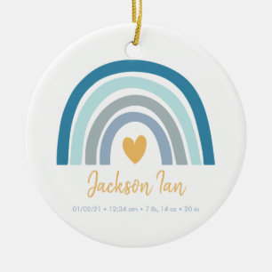 Boho Rainbow Baby Personalisierte Geburtsstaten Keramik Ornament