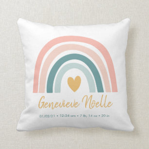 Boho Rainbow Baby Personalisierte Geburtsstaten Kissen