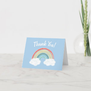 Boho Rainbow Baby Shower Blue Boy Dankeskarte