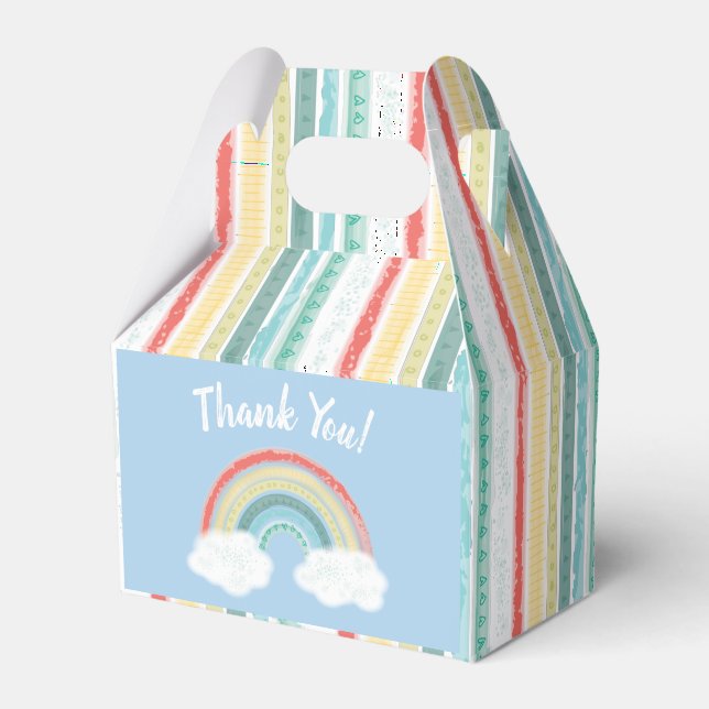 Boho Rainbow Baby Shower Blue Boy Geschenkschachtel (Vorderseite)