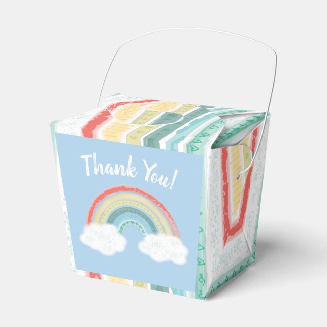 Boho Rainbow Baby Shower Blue Boy Geschenkschachtel (Vorderseite)