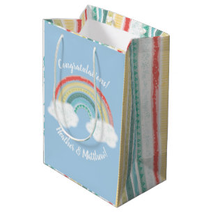 Boho Rainbow Baby Shower Blue Boy Mittlere Geschenktüte