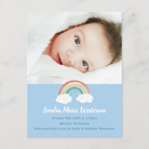 Boho Rainbow Baby Shower Blue Boy Postkarte