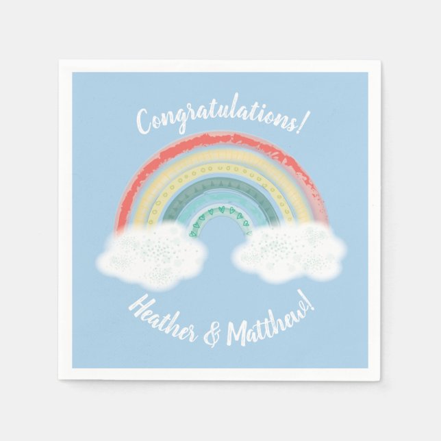Boho Rainbow Baby Shower Blue Boy Serviette (Vorderseite)