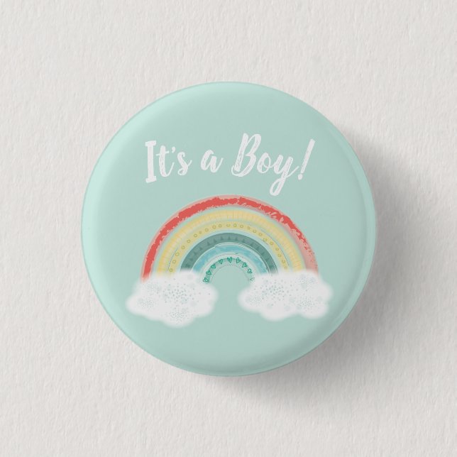 Boho Rainbow Baby Shower Button (Vorderseite)