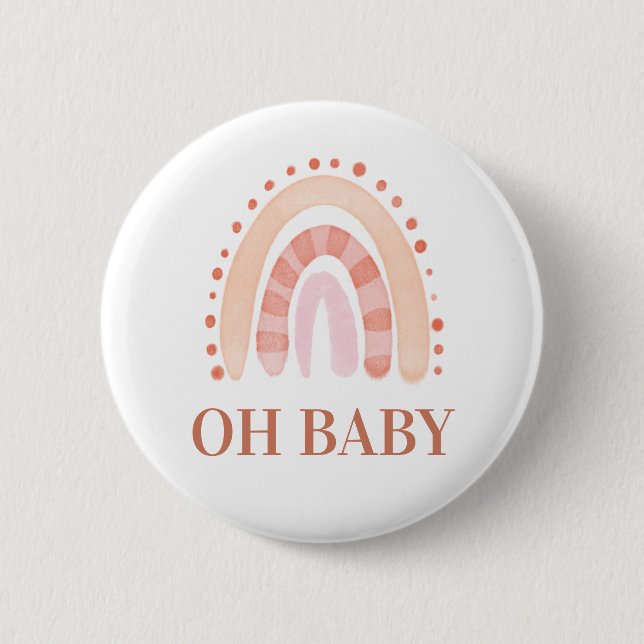 Boho Rainbow Baby Shower Button (Vorderseite)