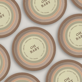 Boho Rainbow Baby Shower Earthy Gender Neutral Pappteller