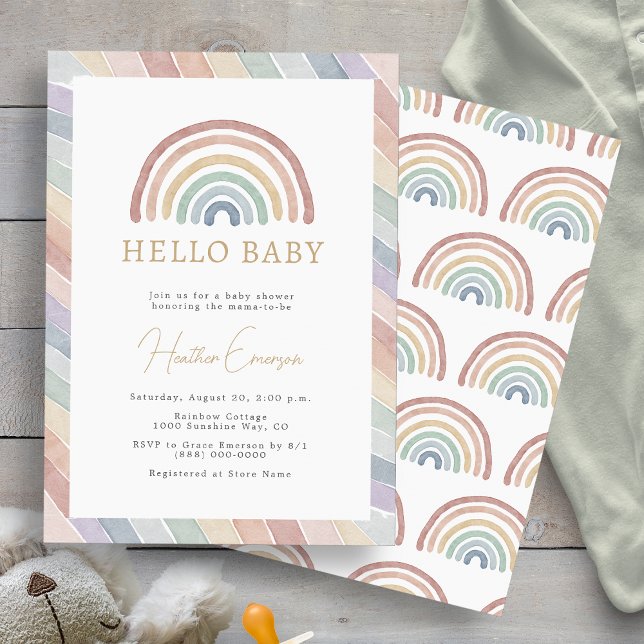Boho Rainbow Baby Shower Einladung (Boho Watercolor Rainbow Baby Shower Invitation by Painted Paperie
)