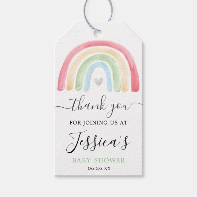 Boho Rainbow Baby Shower Favor Tag Geschenkanhänger (Vorderseite)