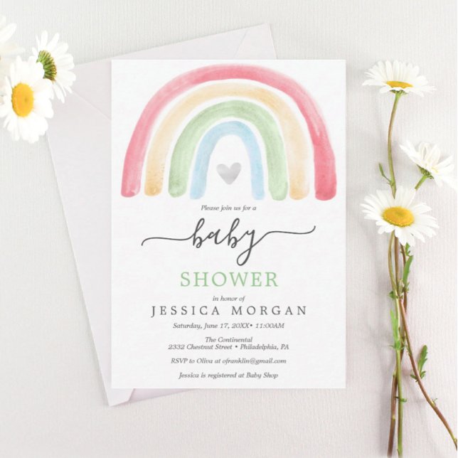 Boho Rainbow Baby shower Invitation Card (Créateur téléchargé)
