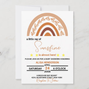 Boho Rainbow Baby shower Invitation Terracotta Sun