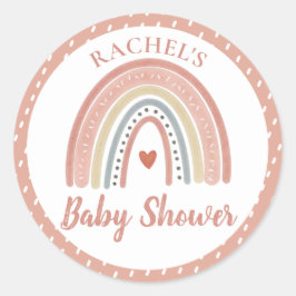 Boho Rainbow Baby Shower Runder Aufkleber