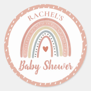 Boho Rainbow Baby Shower Runder Aufkleber