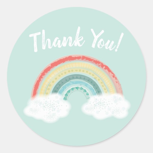 Boho Rainbow Baby Shower Runder Aufkleber (Vorderseite)