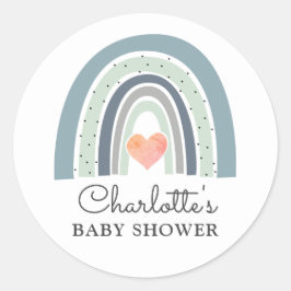 Boho Rainbow Baby Shower Runder Aufkleber