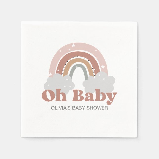Boho Rainbow Baby Shower Serviette (Vorderseite)