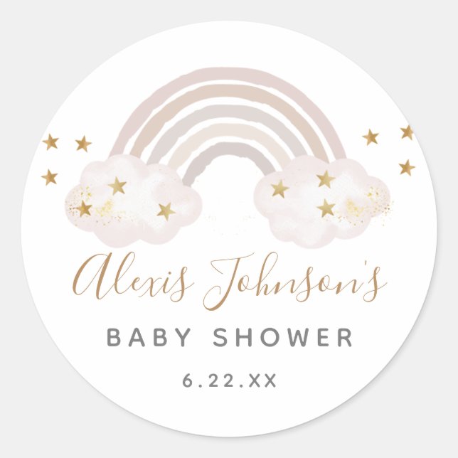 Boho Rainbow Baby Shower Stickers (Vorderseite)