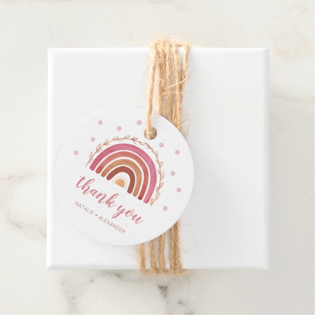Boho Rainbow Baby Shower Vielen Dank für Ihre Unte Geschenkanhänger (Beispiel)