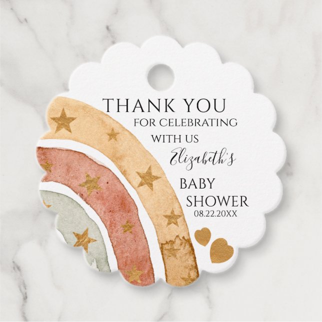 Boho Rainbow Baby Shower Vielen Dank Geschenkanhänger (Vorderseite)