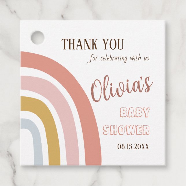 Boho Rainbow Baby Shower Vielen Dank Geschenkanhänger (Vorderseite)