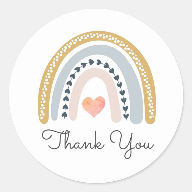 Boho Rainbow Baby Shower Vielen Dank Runder Aufkleber (Vorderseite)