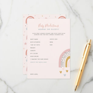 Boho Rainbow Baby Shower Vorhersagen & Ratschläge Hinweiskarte