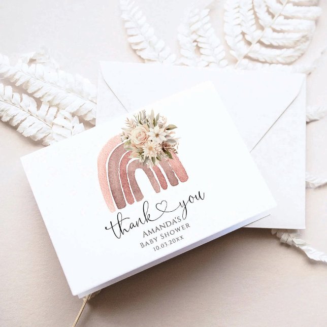 Boho Rainbow Baby ShowParty Dankeskarte (Von Creator hochgeladen)