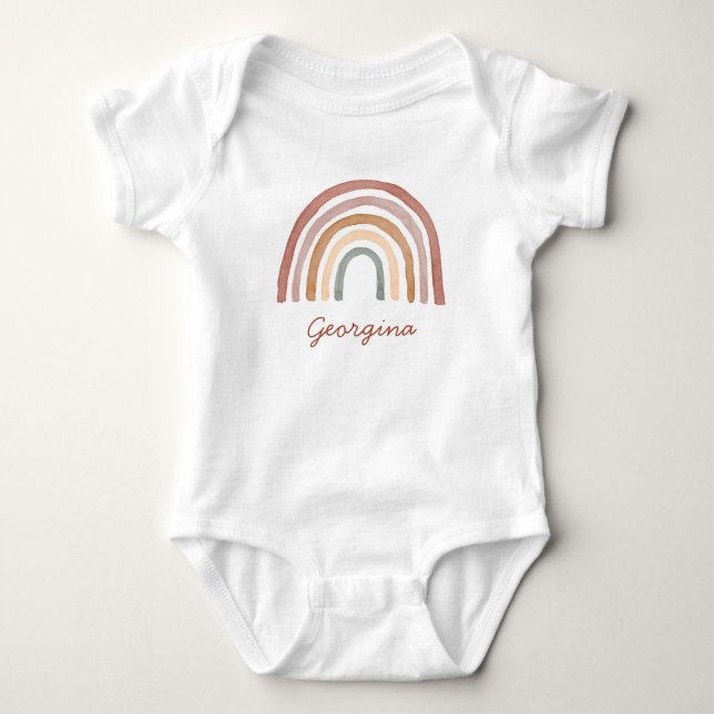 Boho Rainbow Baby Strampler (Vorderseite)