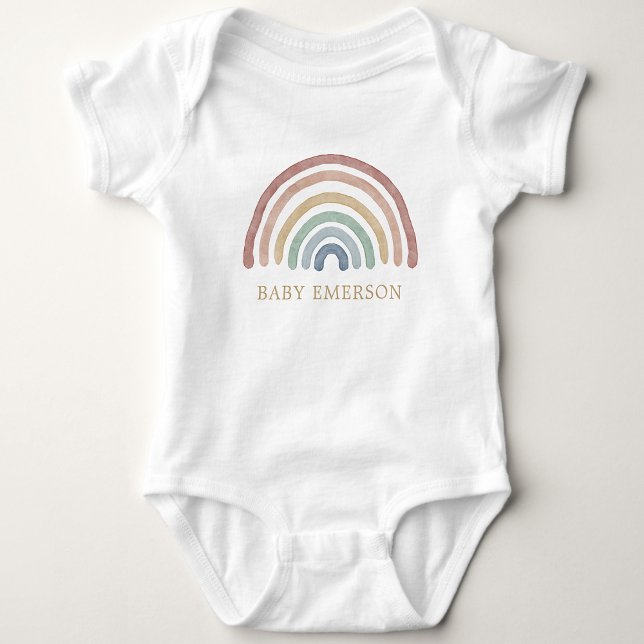 Boho Rainbow Baby Strampler (Cute Boho Rainbow Baby Shower Baby Bodysuit by Painted Paperie
)